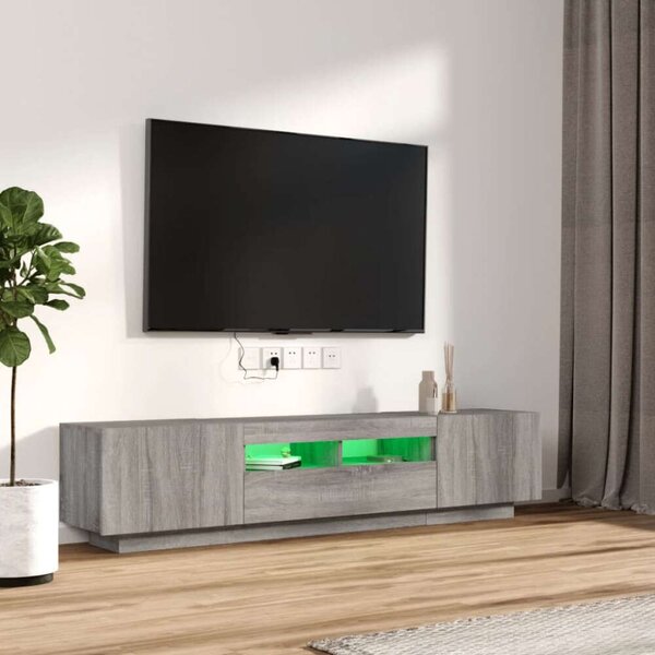 Sonoma Szürke LED-es TV Szekrény Szett - 2 részes