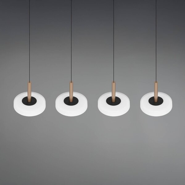 Trio Lighting LED függőlámpa Celeste fehér/barna 115 cm 4 lámpás üveg dimmelhető, dimmelhető, Fehér / opál, Nappali / Étkező, Üveg, Modern