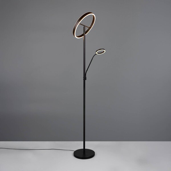 Trio Lighting LED állólámpa Willis, fekete, 180 cm magas, fém CCT fényerőszabályzóval, dimmelhető, Fekete, Nappali / Étkező, fém, Modern
