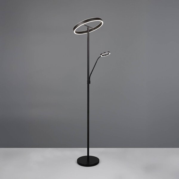 Trio Lighting LED állólámpa Willis, fekete, 180 cm magas, fém CCT fényerőszabályzóval, dimmelhető, Fekete, Nappali / Étkező, fém, Modern