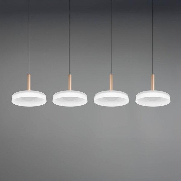Trio Lighting LED függőlámpa Celeste fehér/barna 115 cm 4 lámpás üveg dimmelhető, dimmelhető, Fehér / opál, Nappali / Étkező, Üveg, Modern