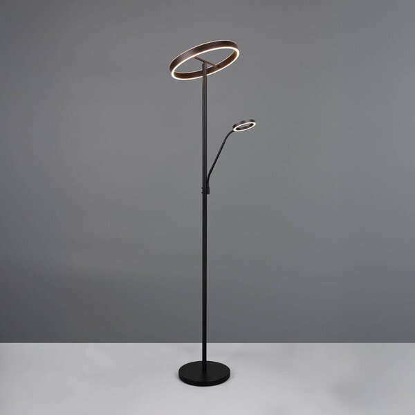 Trio Lighting LED állólámpa Willis, fekete, 180 cm magas, fém CCT fényerőszabályzóval, dimmelhető, Fekete, Nappali / Étkező, fém, Modern