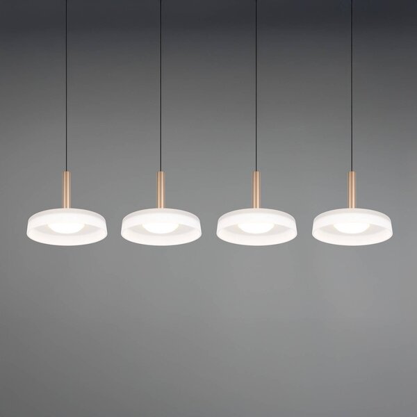 Trio Lighting LED függőlámpa Celeste fehér/barna 115 cm 4 lámpás üveg dimmelhető, dimmelhető, Fehér / opál, Nappali / Étkező, Üveg, Modern