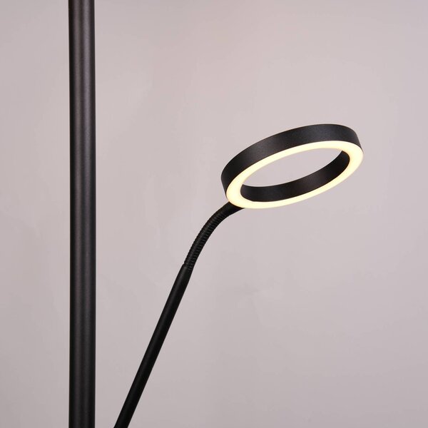 Trio Lighting LED állólámpa Willis, fekete, 180 cm magas, fém CCT fényerőszabályzóval, dimmelhető, Fekete, Nappali / Étkező, fém, Modern