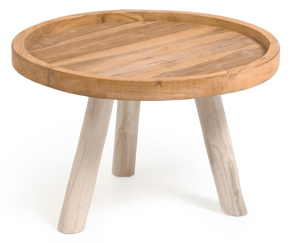 Natúr színű teakfa kerek dohányzóasztal ø 55 cm Glenda – Kave Home