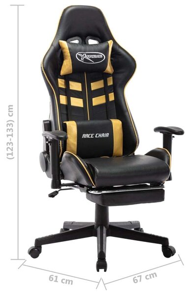 Xtreme Race Gamer Szék - Fekete/Arany - Lábtámasszal