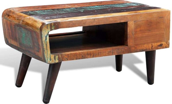 Újrahasznosított Fa Dohányzóasztal - Antik Stílus - 90x45x45 cm