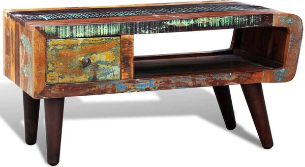 Újrahasznosított Fa Dohányzóasztal - Antik Stílus - 90x45x45 cm