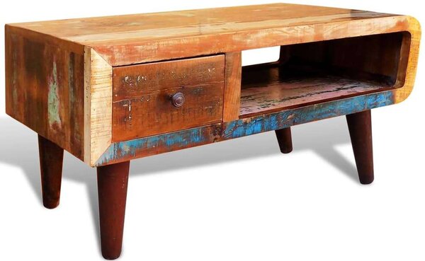 Újrahasznosított Fa Dohányzóasztal - Antik Stílus - 90x45x45 cm