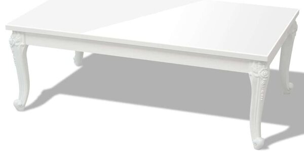 Elegáns Dohányzóasztal - Magasfényű Fehér - 115x65x42 cm