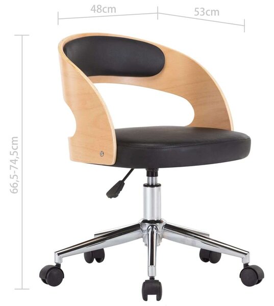 Forgószék - Fa és Műbőr - Ergonomikus - Fekete