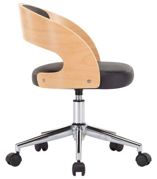 Forgószék - Fa és Műbőr - Ergonomikus - Fekete