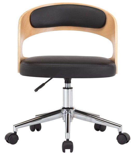 Forgószék - Fa és Műbőr - Ergonomikus - Fekete