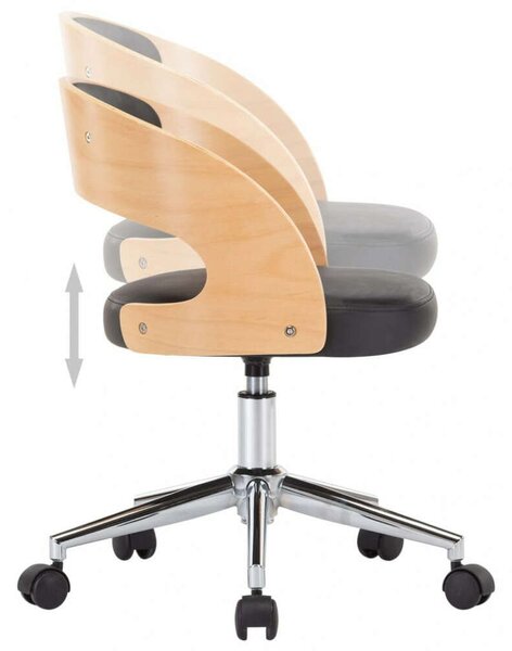 Forgószék - Fa és Műbőr - Ergonomikus - Fekete
