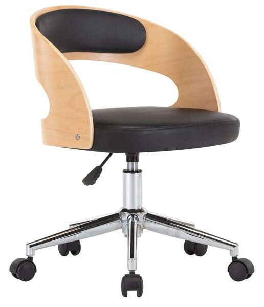 Forgószék - Fa és Műbőr - Ergonomikus - Fekete