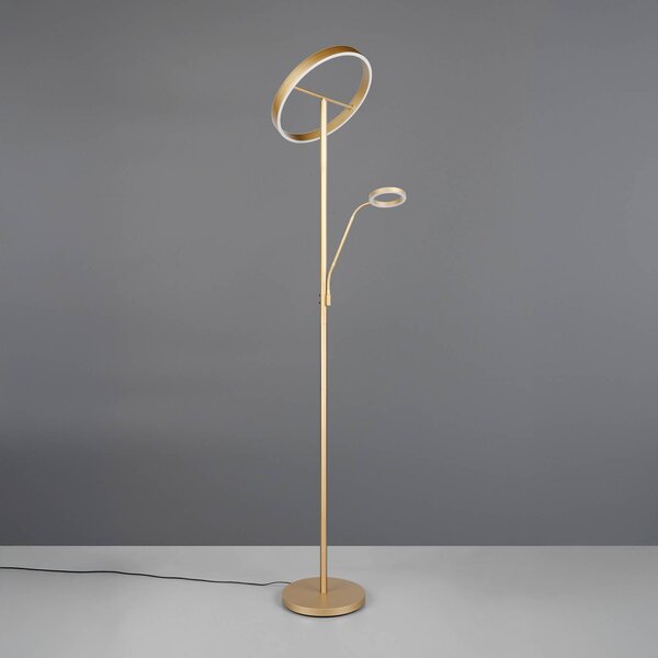 Trio Lighting Willis LED állólámpa, arany, 180 cm magas, fém, CCT, fényerőszabályzó,, dimmelhető, Sárgaréz / arany, Nappali / Étkező, fém, Modern