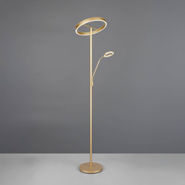 Trio Lighting Willis LED állólámpa, arany, 180 cm magas, fém, CCT, fényerőszabályzó,, dimmelhető, Sárgaréz / arany, Nappali / Étkező, fém, Modern