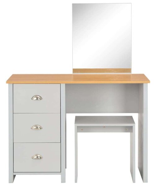 Modern Sminkasztal Szürke - Tükörrel és Ülőkével - 104x45x131 cm