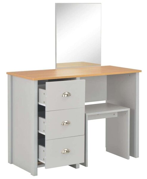 Modern Sminkasztal Szürke - Tükörrel és Ülőkével - 104x45x131 cm