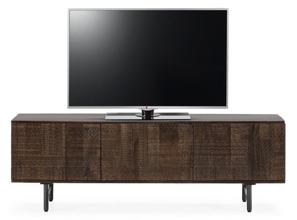 Sötétbarna mangófa TV-állvány 145x48x40 cm Kalai – MOME