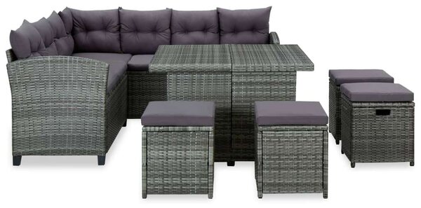 VidaXL 6 részes szürke polyrattan kerti bútorszett párnákkal
