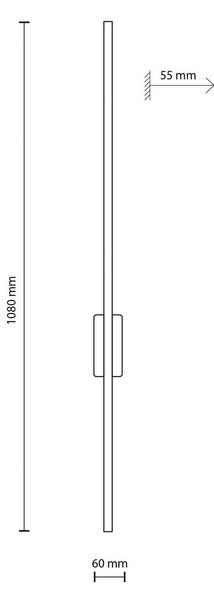 TK Lighting LED fali lámpa Flash, fekete, magasság 108 cm, fém, 1, Fekete, Nappali / Étkező, fém, Modern