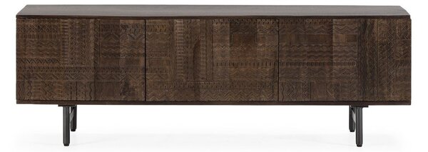 Sötétbarna mangófa TV-állvány 145x48x40 cm Kalai – MOME