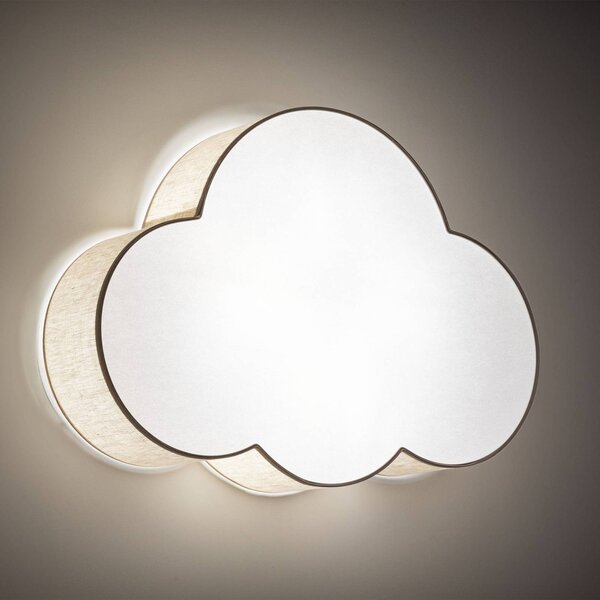 TK Lighting Mennyezeti világítás Cloud, bézs, 63 cm hosszú, textil, felhő, E27, dimmelhető, Krém / borostyánsárga, Gyermekszoba, Textil / szövet / selyem, Fiatalos életstílus