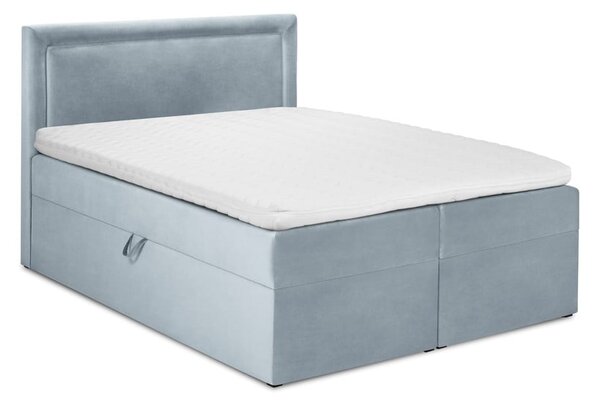 Világoskék boxspring ágy tárolóhellyel 160x200 cm Yucca – Mazzini Beds
