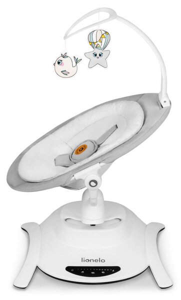 Lionelo Bella Szett 4in1 360° elektromos bölcső, ringató, pihenőszék és hinta 0-9 kg, Grey concrete, szürke