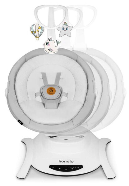Lionelo Bella Szett 4in1 360° elektromos bölcső, ringató, pihenőszék és hinta 0-9 kg, Grey concrete, szürke