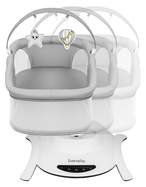 Lionelo Bella Szett 4in1 360° elektromos bölcső, ringató, pihenőszék és hinta 0-9 kg, Grey concrete, szürke
