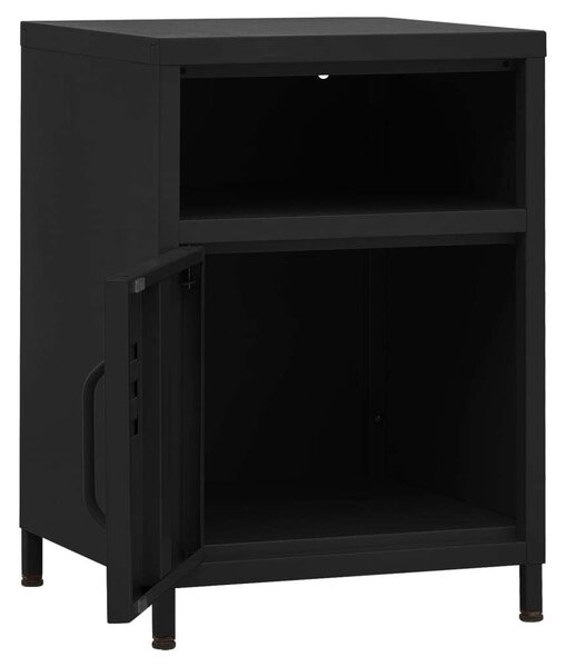 VAS-2db Fekete Acél Éjjeliszekrény - 35x35x51cm
