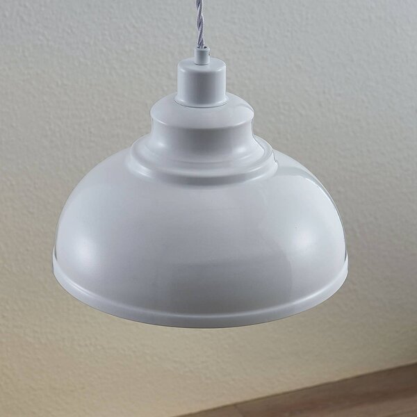 Lindby függesztéklámpa Albertine, 29 cm, fehér, fém, dimmelhető, Fehér / opál, Nappali / Étkező, fém, Vintage