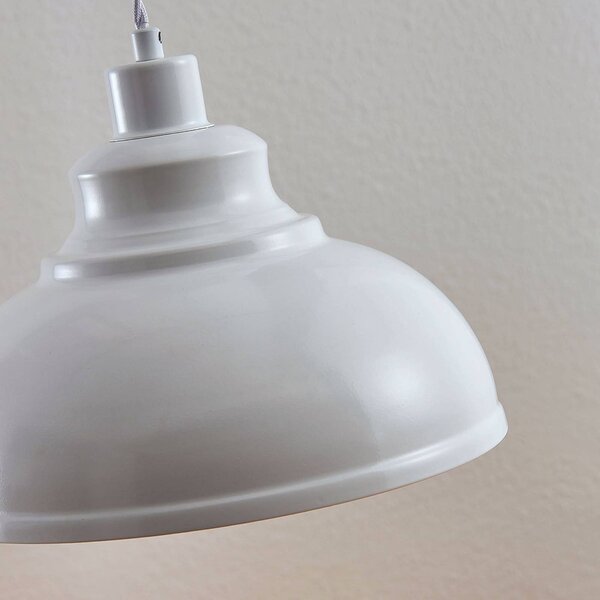 Lindby függesztéklámpa Albertine, 29 cm, fehér, fém, dimmelhető, Fehér / opál, Nappali / Étkező, fém, Vintage