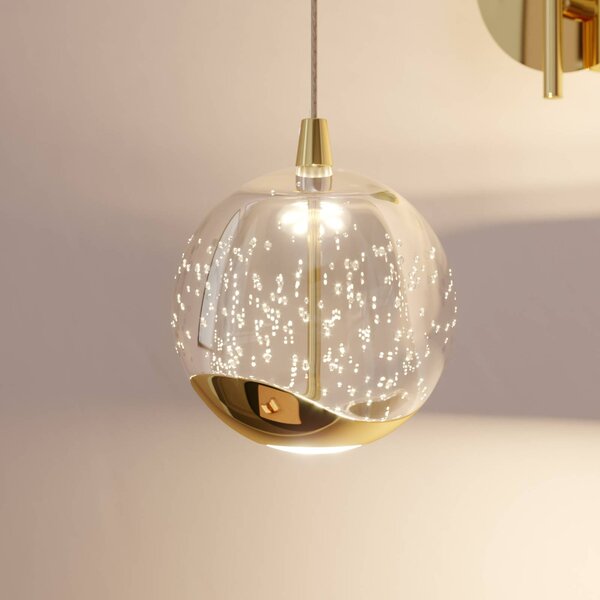 Lucande LED-es fali lámpa Hayley, arany színű, üveg, 34 cm magas, Tiszta / átlátszó, Nappali / Étkező, Üveg, Modern