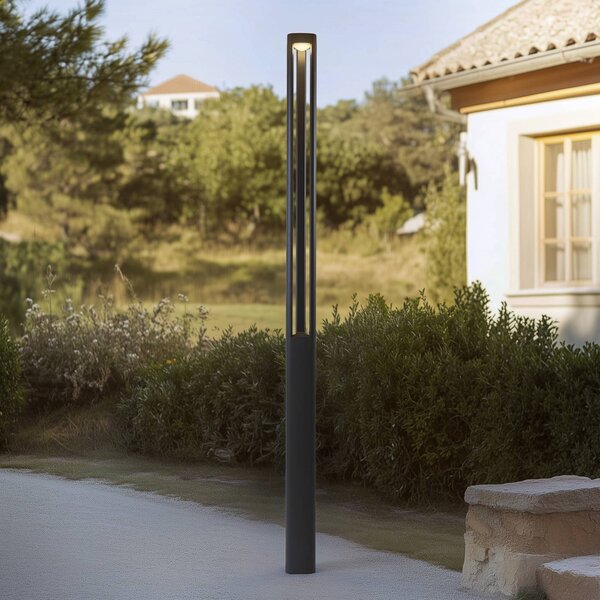 Lucande LED kültéri világítás Pirron, 230 cm, antracit, IP65, Fekete, Alumínium, Modern