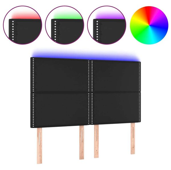 Fekete műbőr led-es fejtámla 144x5x118/128 cm
