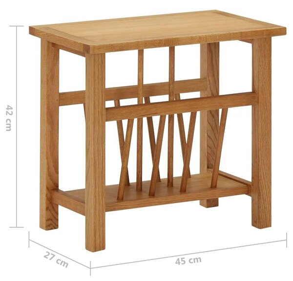 Tömör tölgyfa magazinasztal 45 x 27 x 42 cm