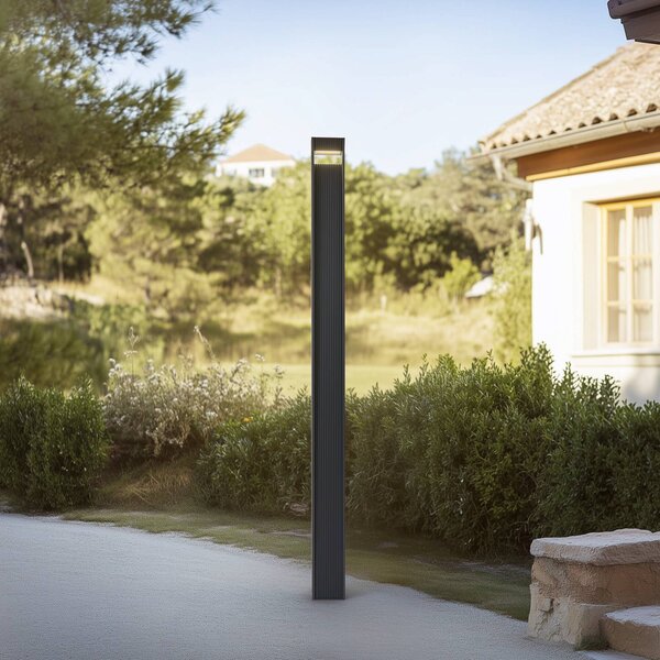 Lucande LED kültéri lámpa Tavion, 230 cm, antracit, IP65, Fekete, Alumínium, Modern