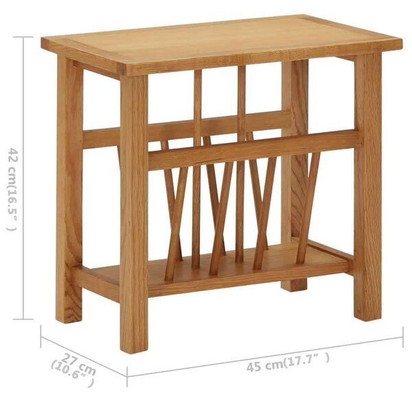 Tömör tölgyfa magazinasztal 45 x 27 x 42 cm