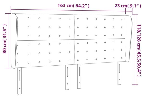 VIDAXL - Ágyfejtámla - Műbőr - Fekete - 163x23x118/128cm