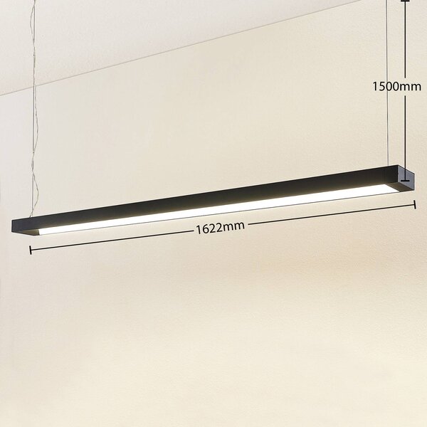 Arcchio LED-es függőlámpa Cuna, fekete, 162cm, fém, Fekete, Dolgozószoba / Iroda, Alumínium, Modern