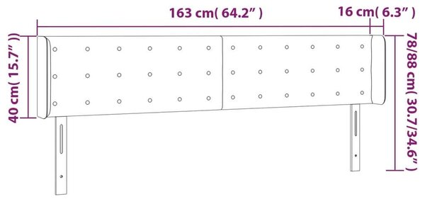 VidaXL sötétzöld bársony LED-es fejtámla 163 x 16 x 78/88 cm