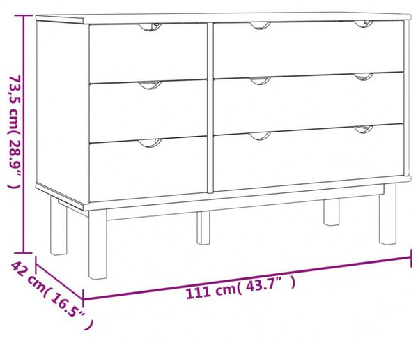 OTTA Tömör Fenyőfa Fiókos Szekrény - 6 Fiók - 111x42x73,5 cm