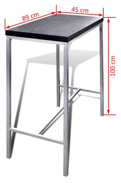 Modern Bárpult Szett - Fekete MDF - 2 Szék