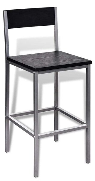 Modern Bárpult Szett - Fekete MDF - 2 Szék