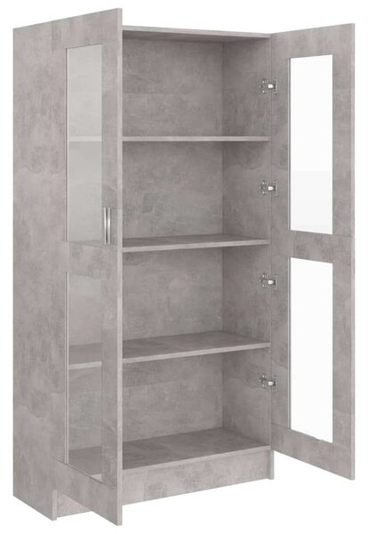 Betonszürke forgácslap vitrinszekrény 82,5 x 30,5 x 150 cm