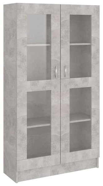 Betonszürke forgácslap vitrinszekrény 82,5 x 30,5 x 150 cm