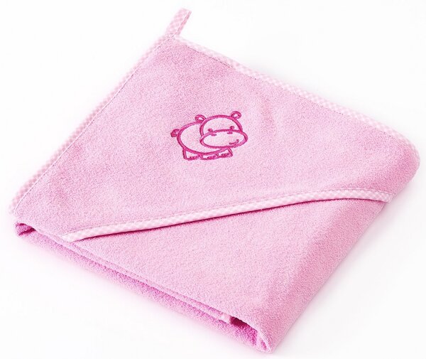 Kapucnis fürdőlepedő 80*80 cm - viziló rózsaszín